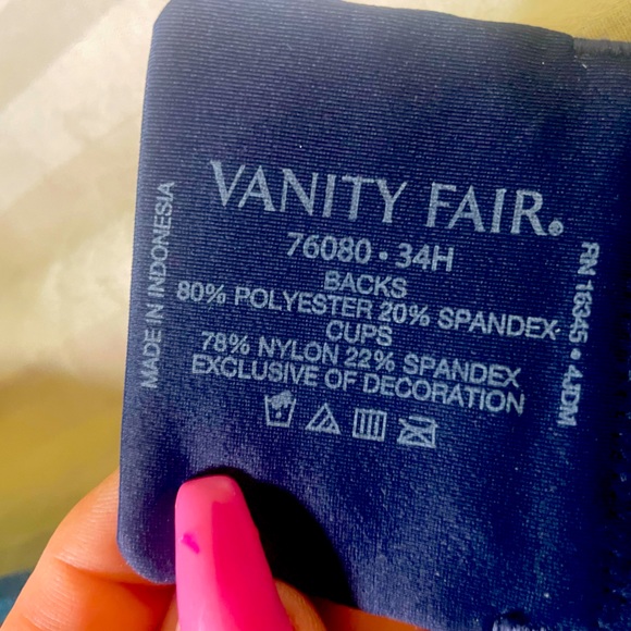 34H Blue Vanity Fair Underwire Bra (B2) - Picture 3 of 6